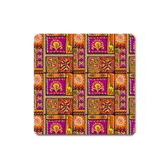 Traditional Africa Border Wallpaper Pattern Colored 3 Square Magnet by EDDArt