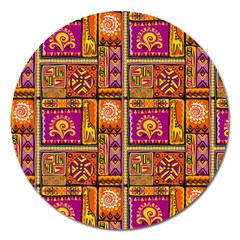 Traditional Africa Border Wallpaper Pattern Colored 3 Magnet 5  (round) by EDDArt