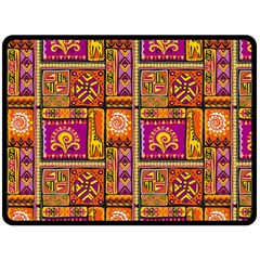 Traditional Africa Border Wallpaper Pattern Colored 3 Fleece Blanket (large)  by EDDArt