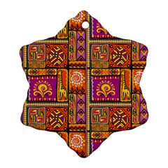 Traditional Africa Border Wallpaper Pattern Colored 3 Ornament (snowflake) by EDDArt