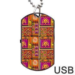 Traditional Africa Border Wallpaper Pattern Colored 3 Dog Tag Usb Flash (one Side) by EDDArt