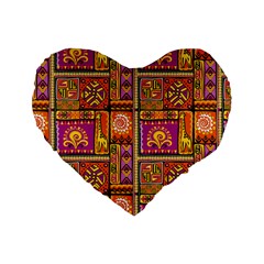 Traditional Africa Border Wallpaper Pattern Colored 3 Standard 16  Premium Heart Shape Cushions by EDDArt