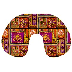 Traditional Africa Border Wallpaper Pattern Colored 3 Travel Neck Pillows by EDDArt