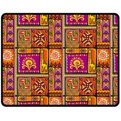 Traditional Africa Border Wallpaper Pattern Colored 3 Double Sided Fleece Blanket (medium)  by EDDArt