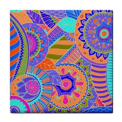 Pop Art Paisley Flowers Ornaments Multicolored 3 Tile Coasters by EDDArt