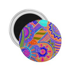 Pop Art Paisley Flowers Ornaments Multicolored 3 2 25  Magnets by EDDArt