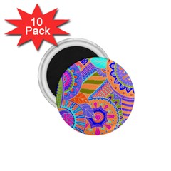 Pop Art Paisley Flowers Ornaments Multicolored 3 1 75  Magnets (10 Pack)  by EDDArt