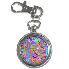 Pop Art Paisley Flowers Ornaments Multicolored 3 Key Chain Watches by EDDArt