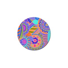 Pop Art Paisley Flowers Ornaments Multicolored 3 Golf Ball Marker by EDDArt