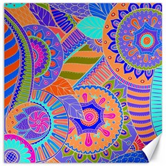 Pop Art Paisley Flowers Ornaments Multicolored 3 Canvas 12  X 12   by EDDArt