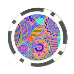 Pop Art Paisley Flowers Ornaments Multicolored 3 Poker Chip Card Guard by EDDArt