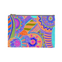 Pop Art Paisley Flowers Ornaments Multicolored 3 Cosmetic Bag (large) by EDDArt