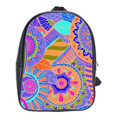 Pop Art Paisley Flowers Ornaments Multicolored 3 School Bag (large) by EDDArt