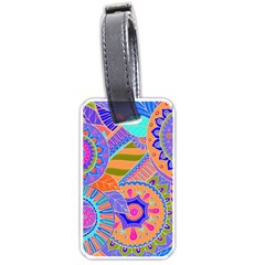 Pop Art Paisley Flowers Ornaments Multicolored 3 Luggage Tags (one Side)  by EDDArt