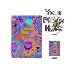 Pop Art Paisley Flowers Ornaments Multicolored 3 Playing Cards 54 (mini)  by EDDArt