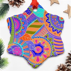 Pop Art Paisley Flowers Ornaments Multicolored 3 Ornament (snowflake) by EDDArt