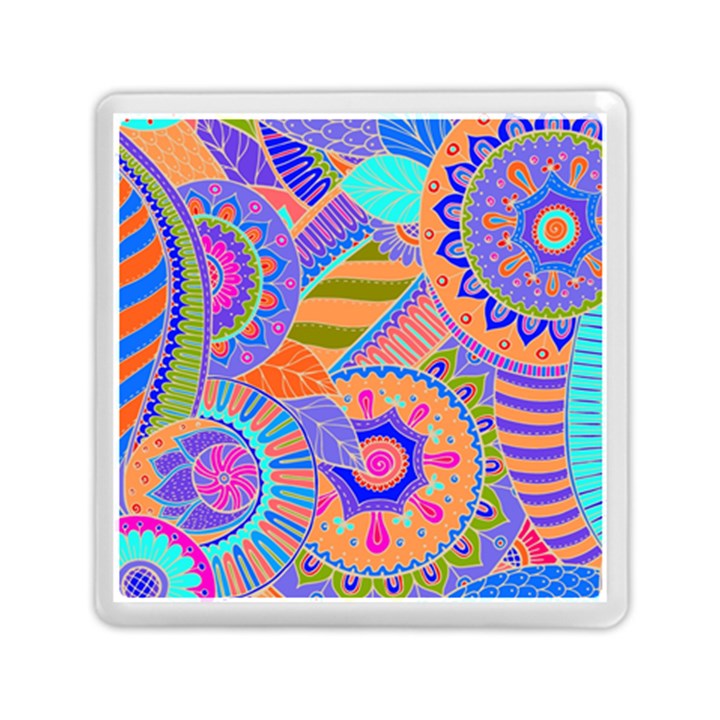 Pop Art Paisley Flowers Ornaments Multicolored 3 Memory Card Reader (Square)