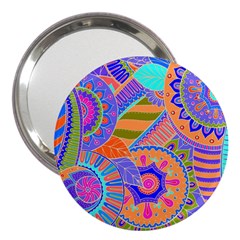 Pop Art Paisley Flowers Ornaments Multicolored 3 3  Handbag Mirrors by EDDArt