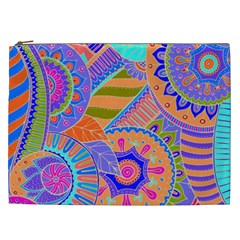 Pop Art Paisley Flowers Ornaments Multicolored 3 Cosmetic Bag (xxl) by EDDArt