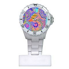 Pop Art Paisley Flowers Ornaments Multicolored 3 Plastic Nurses Watch by EDDArt