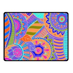 Pop Art Paisley Flowers Ornaments Multicolored 3 Double Sided Fleece Blanket (small)  by EDDArt