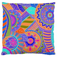 Pop Art Paisley Flowers Ornaments Multicolored 3 Standard Flano Cushion Case (one Side) by EDDArt