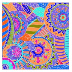 Pop Art Paisley Flowers Ornaments Multicolored 3 Large Satin Scarf (square) by EDDArt