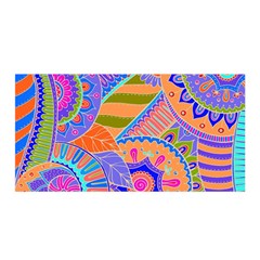 Pop Art Paisley Flowers Ornaments Multicolored 3 Satin Wrap by EDDArt