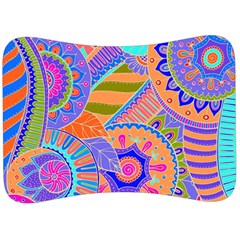 Pop Art Paisley Flowers Ornaments Multicolored 3 Velour Seat Head Rest Cushion by EDDArt