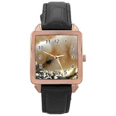 Silkie Chick  Rose Gold Leather Watch 