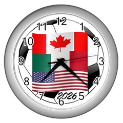 United Football Championship Hosting 2026 Soccer Ball Logo Canada Mexico Usa Wall Clock (silver) by yoursparklingshop