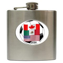 United Football Championship Hosting 2026 Soccer Ball Logo Canada Mexico Usa Hip Flask (6 Oz) by yoursparklingshop