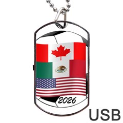 United Football Championship Hosting 2026 Soccer Ball Logo Canada Mexico Usa Dog Tag Usb Flash (one Side) by yoursparklingshop