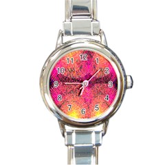 New Wild Color Blast Purple And Pink Explosion Created By Flipstylez Designs Round Italian Charm Watch