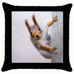 Curious Squirrel Throw Pillow Case (black) by FunnyCow