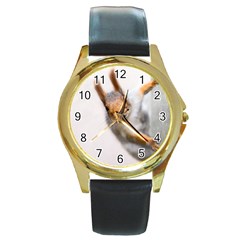 Curious Squirrel Round Gold Metal Watch by FunnyCow