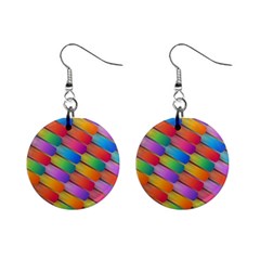 Colorful Textured Shapes Pattern                                      1  Button Earrings by LalyLauraFLM