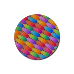 Colorful Textured Shapes Pattern                                      Rubber Coaster (round) by LalyLauraFLM