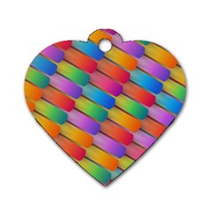 Colorful Textured Shapes Pattern                                      Dog Tag Heart (one Side) by LalyLauraFLM