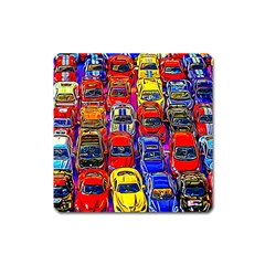 Colorful Toy Racing Cars Square Magnet by FunnyCow