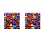 Colorful Toy Racing Cars Cufflinks (Square) Front(Pair)