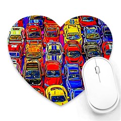 Colorful Toy Racing Cars Heart Mousepads