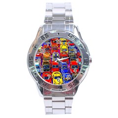 Colorful Toy Racing Cars Stainless Steel Analogue Watch by FunnyCow