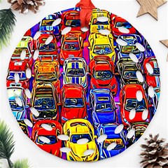 Colorful Toy Racing Cars Round Filigree Ornament (two Sides) by FunnyCow