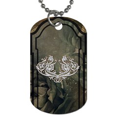 Wonderful Decorative Dragon On Vintage Background Dog Tag (two Sides) by FantasyWorld7