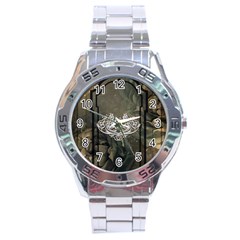 Wonderful Decorative Dragon On Vintage Background Stainless Steel Analogue Watch by FantasyWorld7