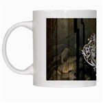 Wonderful Decorative Dragon On Vintage Background White Mugs Left