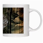 Wonderful Decorative Dragon On Vintage Background White Mugs Right