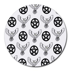 Owls And Pentacles Round Mousepads by IIPhotographyAndDesigns