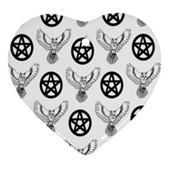 Owls And Pentacles Heart Ornament (two Sides) by IIPhotographyAndDesigns